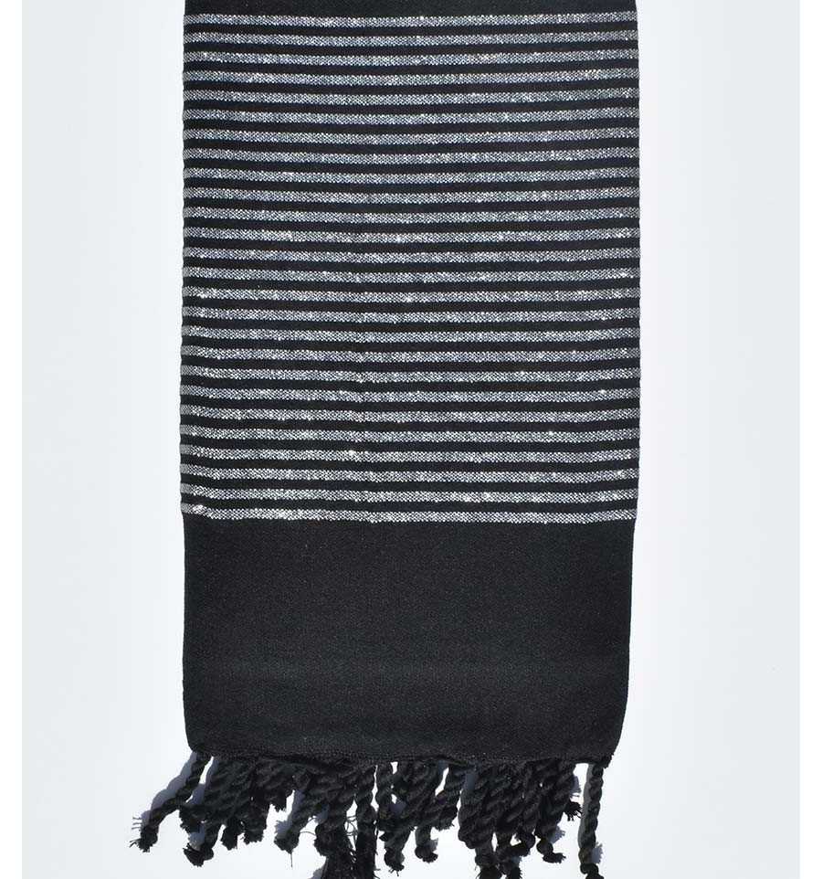 Fouta déco noir avec fil lurex argenté