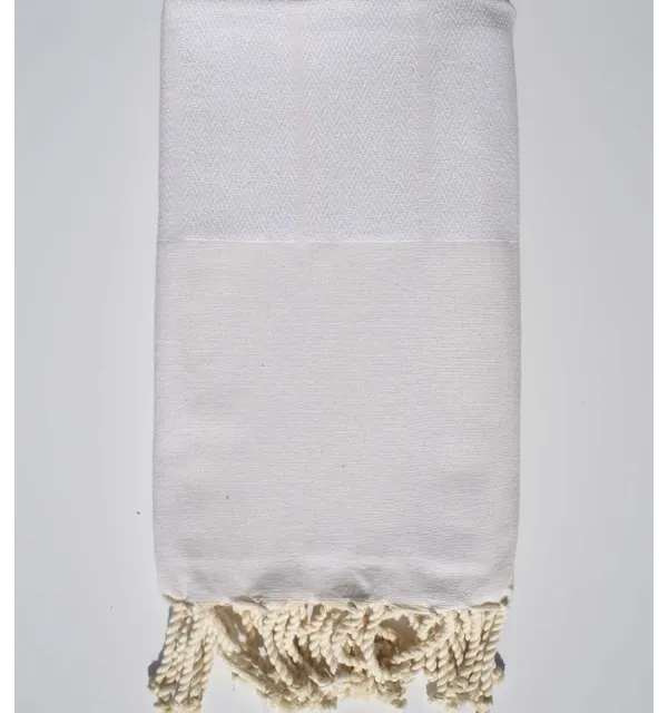 Fouta Chevron blanc cassé - 1