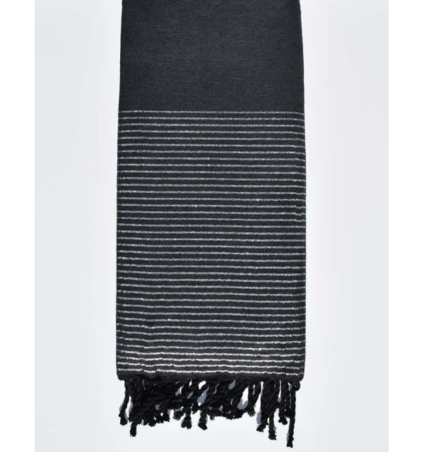 Jeté gris ardoise foncé avec lurex Fouta Tunisia - 1