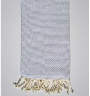 Serviette de plage unie gris très clair Fouta Tunisia - 1