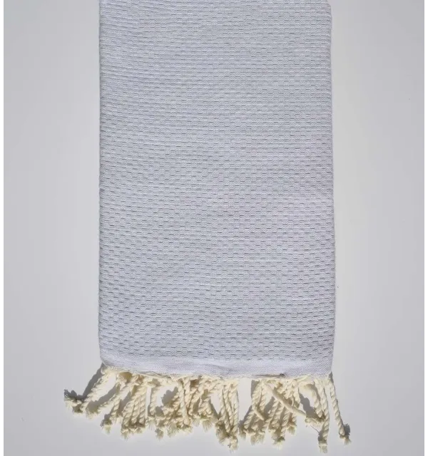 Serviette de plage unie gris très clair Fouta Tunisia - 1