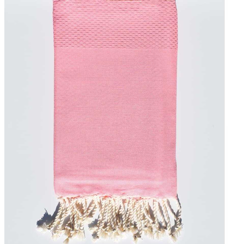 Serviette de plage nid d'abeille unie rose dragée moyen