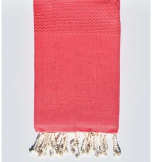 Serviette de plage unie rose cerise Fouta Tunisia - 1