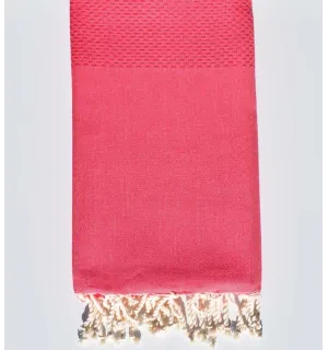 Serviette de plage unie rose vif clair Fouta Tunisia - 1
