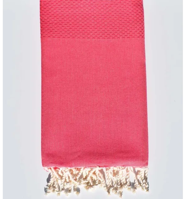 Serviette de plage unie rose vif clair Fouta Tunisia - 1