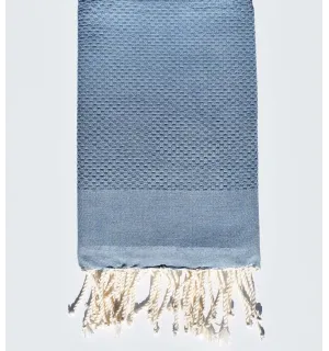 Serviette de plage unie bleu horizon  - 1
