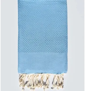 Serviette de plage unie bleu pastel Fouta Tunisia - 1