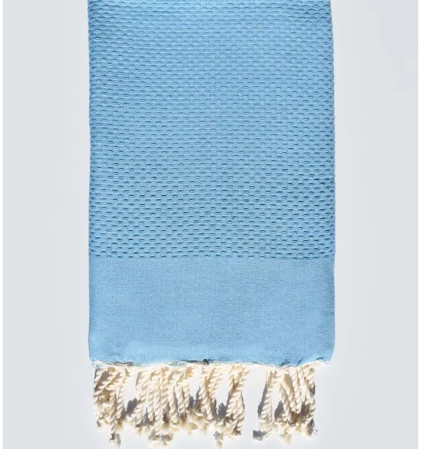 Serviette de plage unie bleu pastel Fouta Tunisia - 1