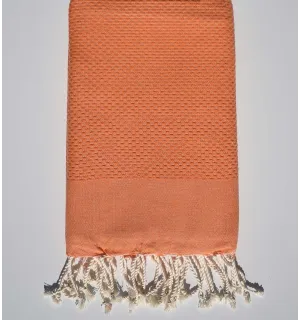 Serviette de plage unie orange tangerine  - 1