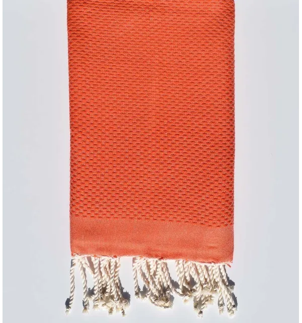 FOUTA nid d'abeille unie corail - 1