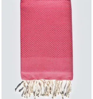 Serviette de plage unie rose bonbon moyen Fouta Tunisia - 1