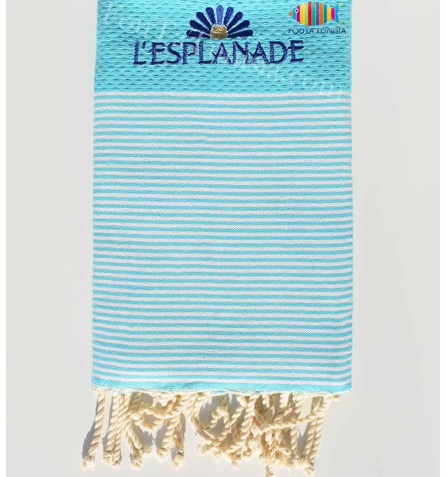Serviette de plage nid d'abeille broderie l'esplanade Fouta Tunisia - 3