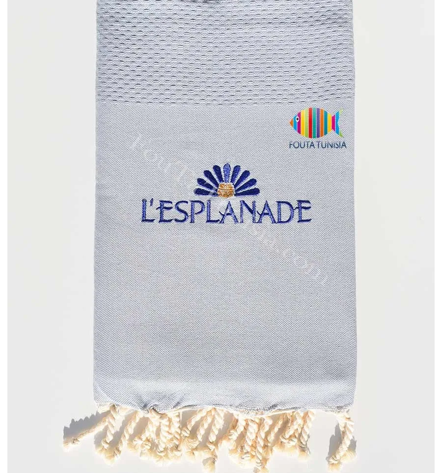 Serviette de plage nid d'abeille broderie l'esplanade Fouta Tunisia - 4