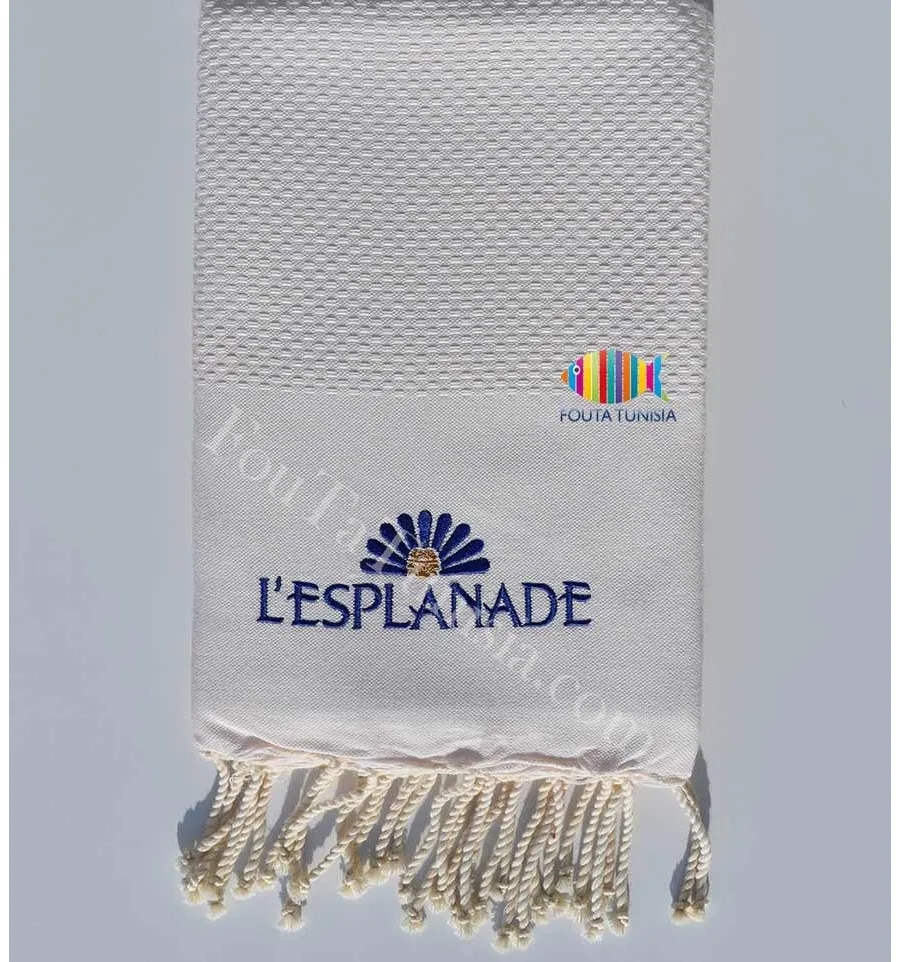 Serviette de plage nid d'abeille broderie l'esplanade Fouta Tunisia - 7