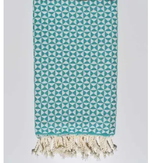 Serviette de plage papillon bleu vert sarcelle Fouta Tunisia - 1