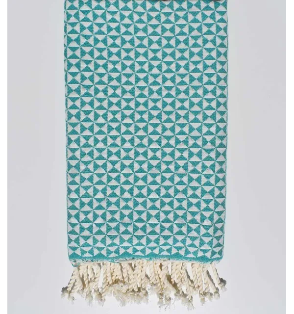 Serviette de plage papillon bleu vert sarcelle Fouta Tunisia - 1