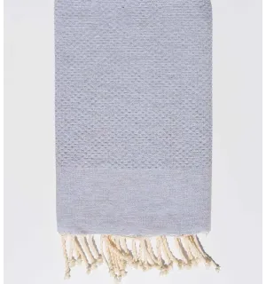 Serviette de plage unie gris pinchard clair Fouta Tunisia - 1