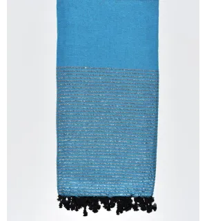 Jeté bleu azur avec lurex Fouta Tunisia - 1