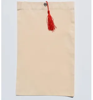 Pochette fouta beige clair nœud pompon rouge  - 1