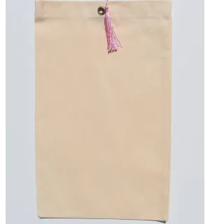 Pochette fouta beige clair nœud pompon rose dragée Fouta Tunisia - 1