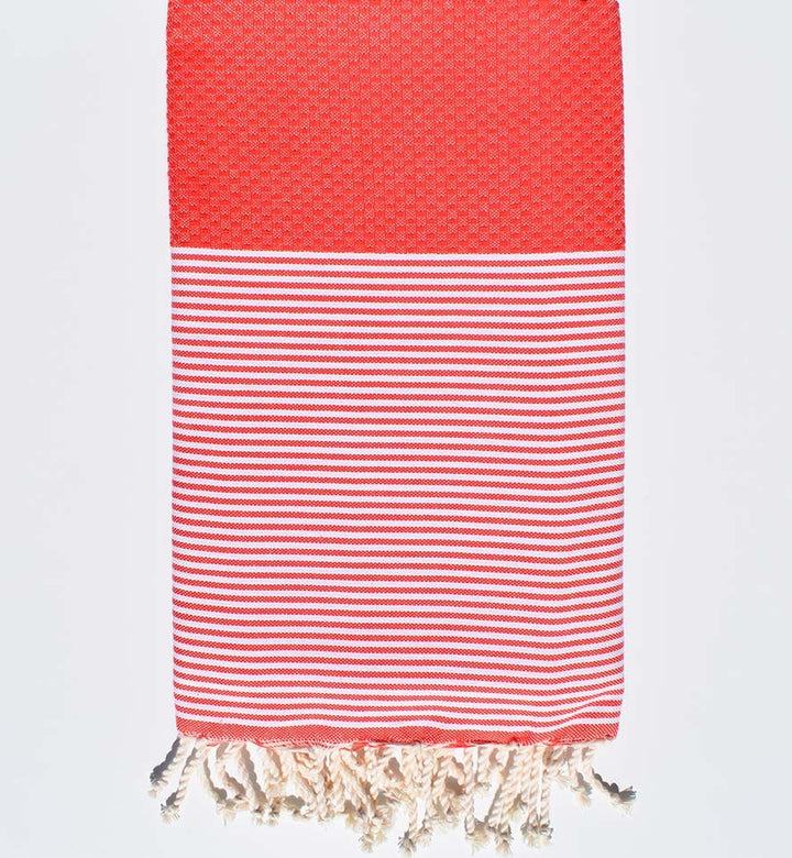 Serviette de plage nid d'abeille rouge clair Fouta Tunisia - 2