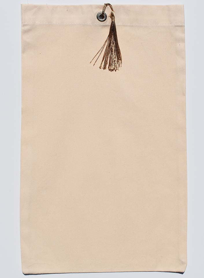 Pochette fouta beige clair nœud pompon chamois Fouta Tunisia - 1