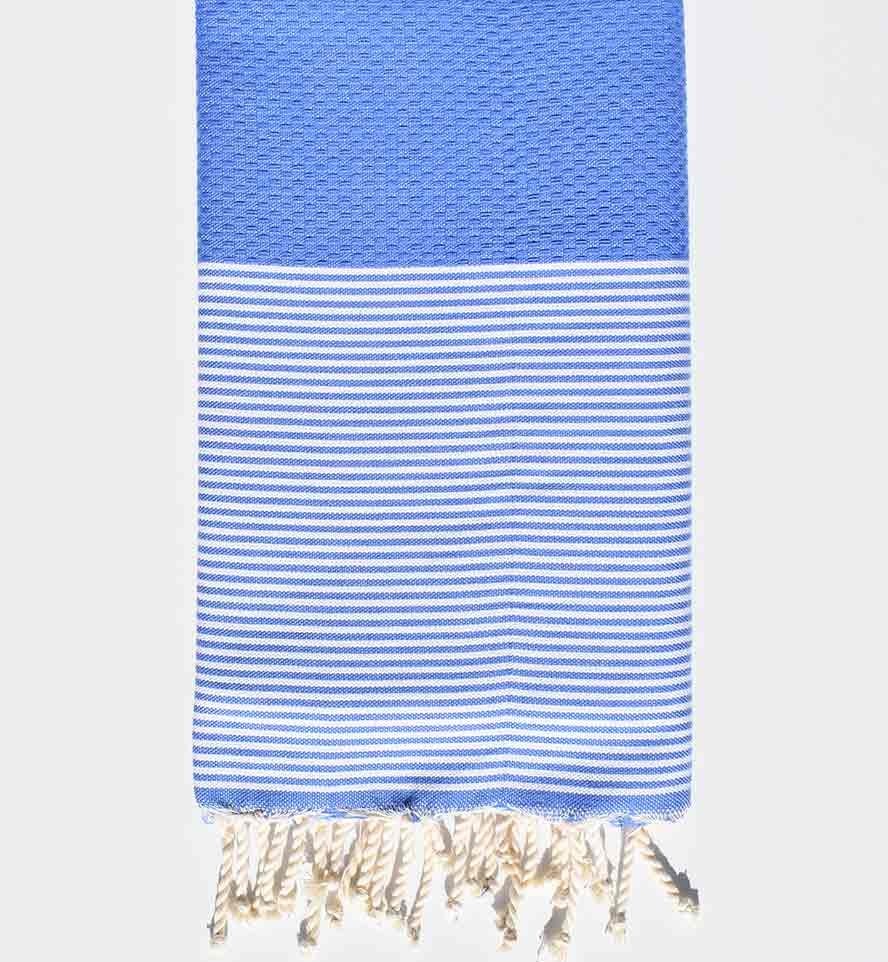 Fouta nid d'abeille bleu moyen Fouta Tunisia - 1