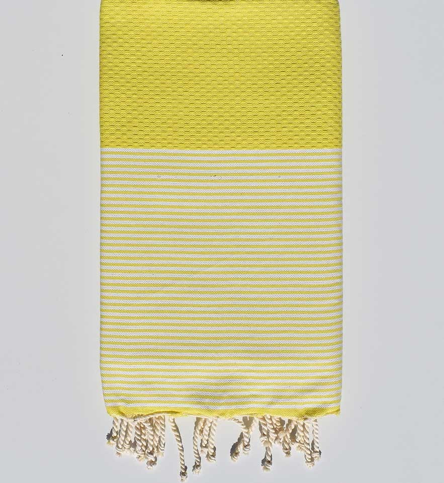 Serviette de plage nid d'abeille jaune chrome Fouta Tunisia - 1
