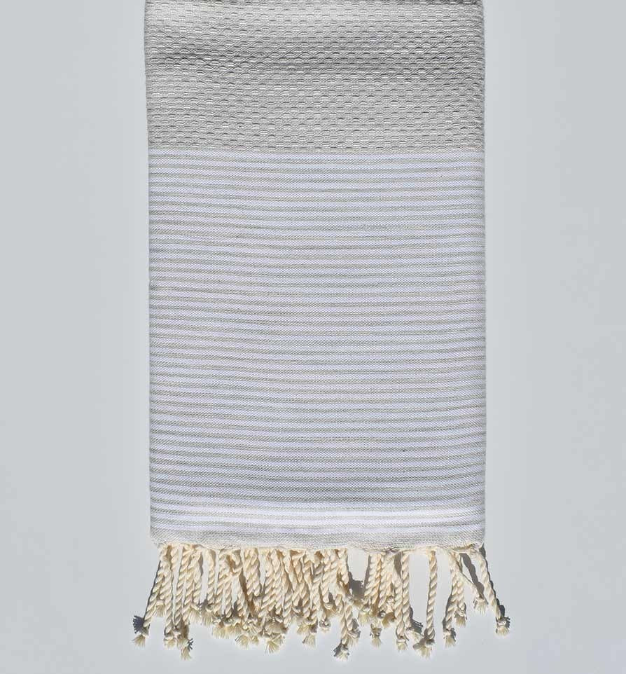 Serviette de plage nid d'abeille beige de gris  - 1