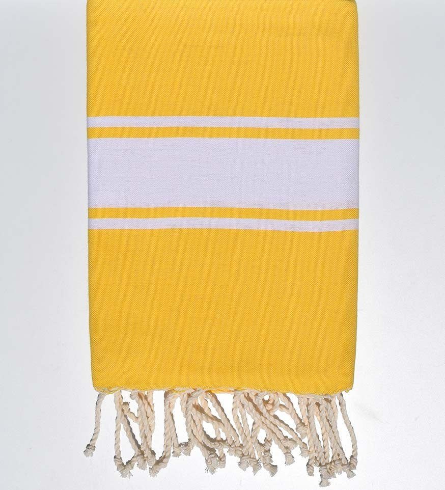 Serviette de plage plate couleur jaune impérial  - 1