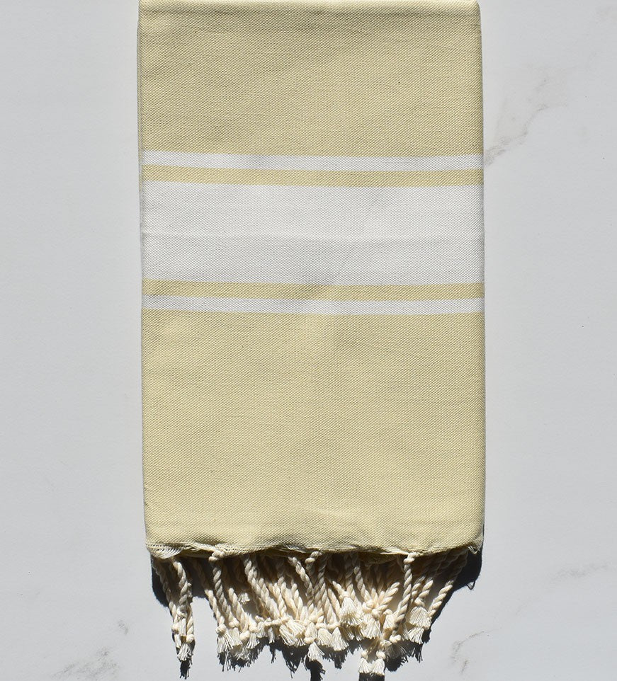 Serviette de plage Plate jaune pale clair Fouta Tunisia - 1