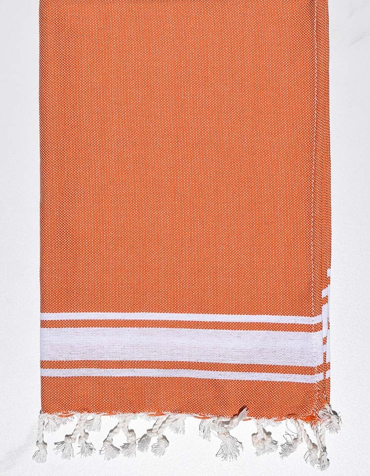 Mini serviette orange brulée avec rayures  - 1
