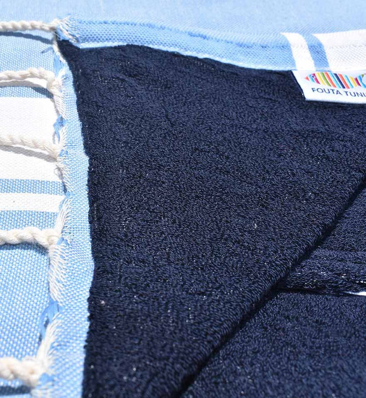 Serviette de plage doublée éponge lavande et bleu nuit Fouta Tunisia - 2