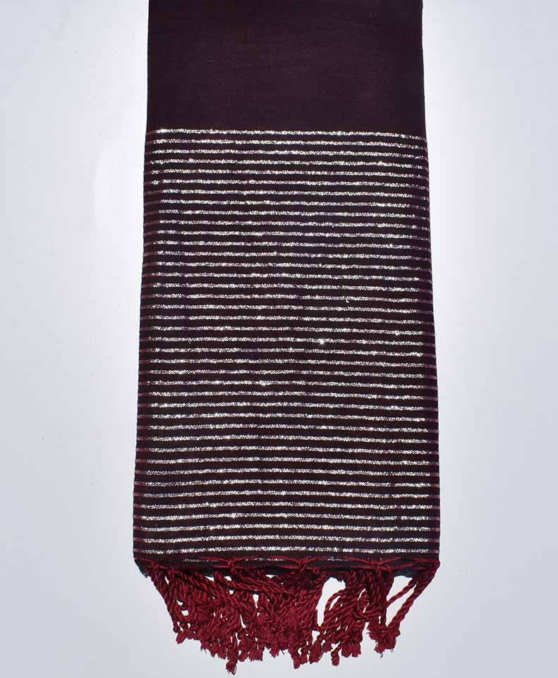 Jeté bordeaux au fil lurex argenté Fouta Tunisia - 1