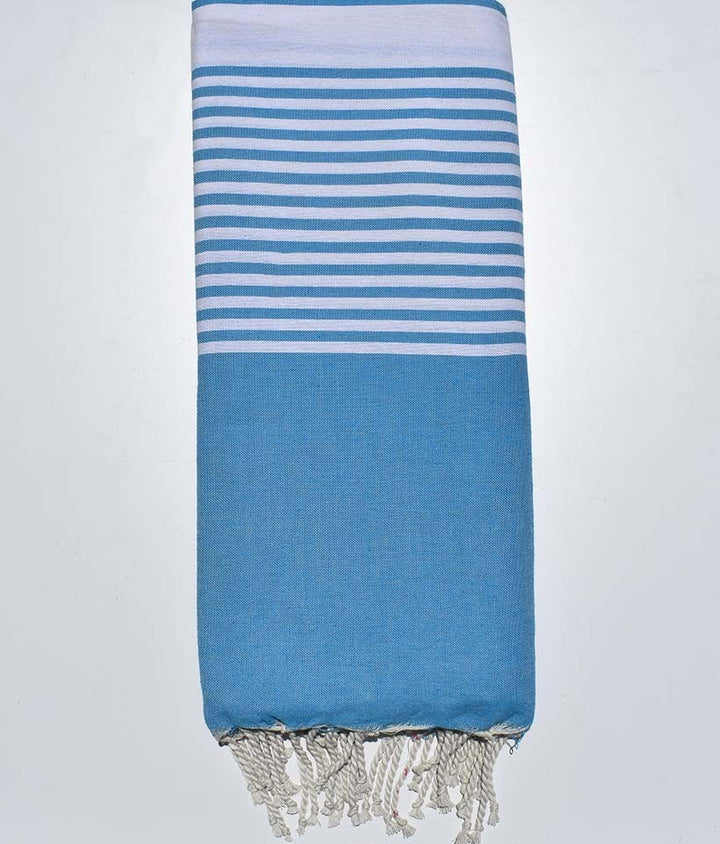 Jeté bleu Cæruleum avec rayures Fouta Tunisia - 2