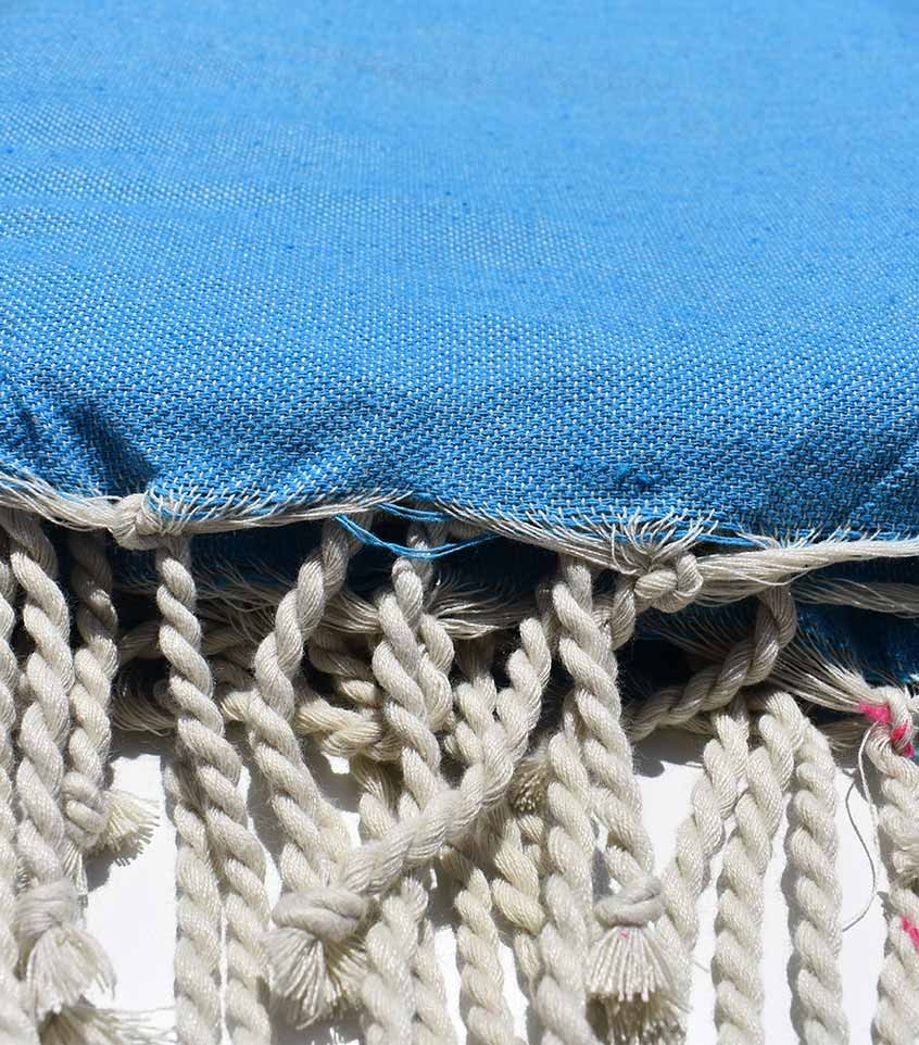 Jeté bleu Cæruleum avec rayures Fouta Tunisia - 3