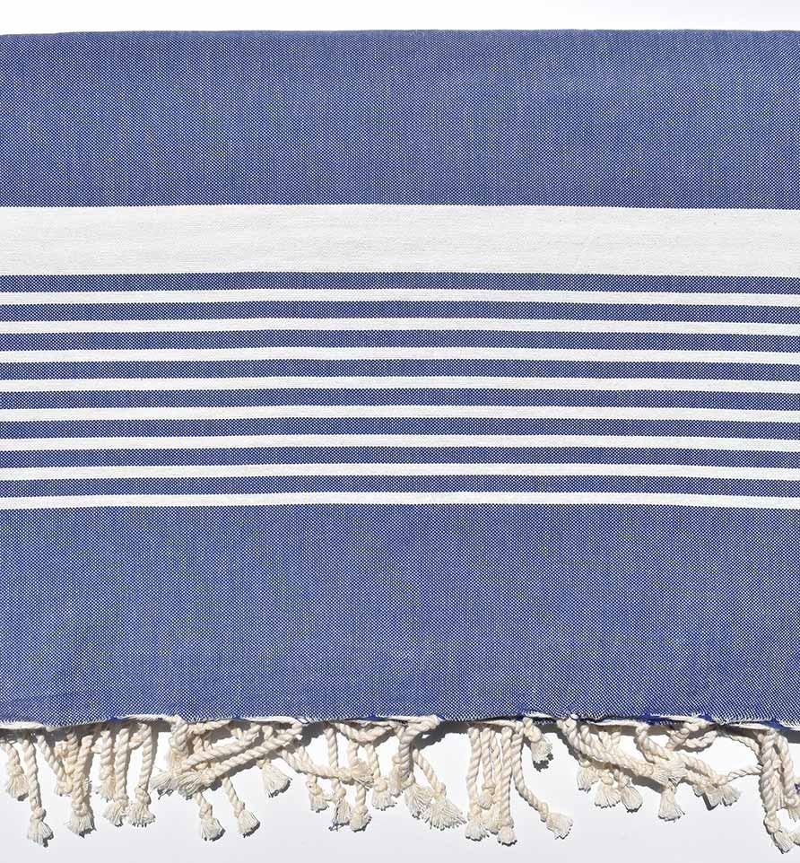 Jeté bleuet avec des rayures blanche  - 1