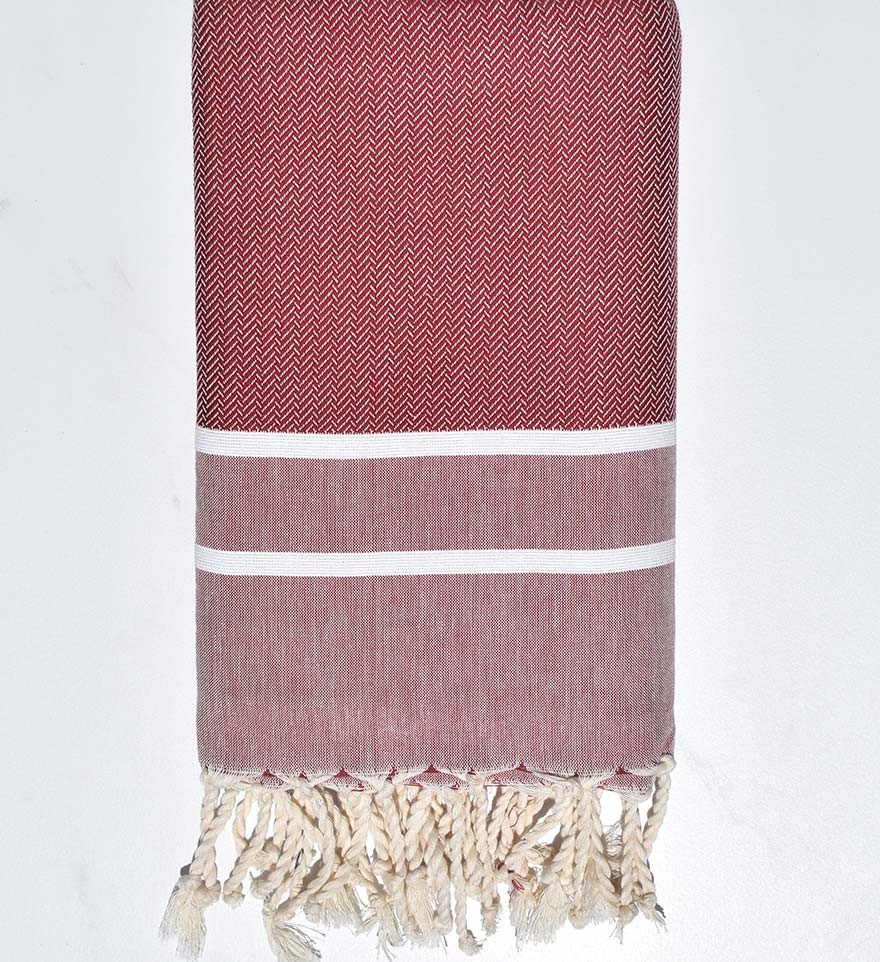 Serviette de plage chevron rouge Carmin Fouta Tunisia - 1