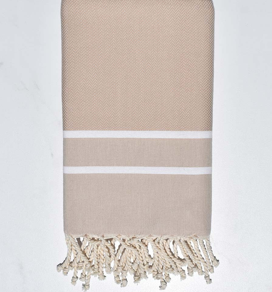 Chevron beige Fouta Tunisia - 1