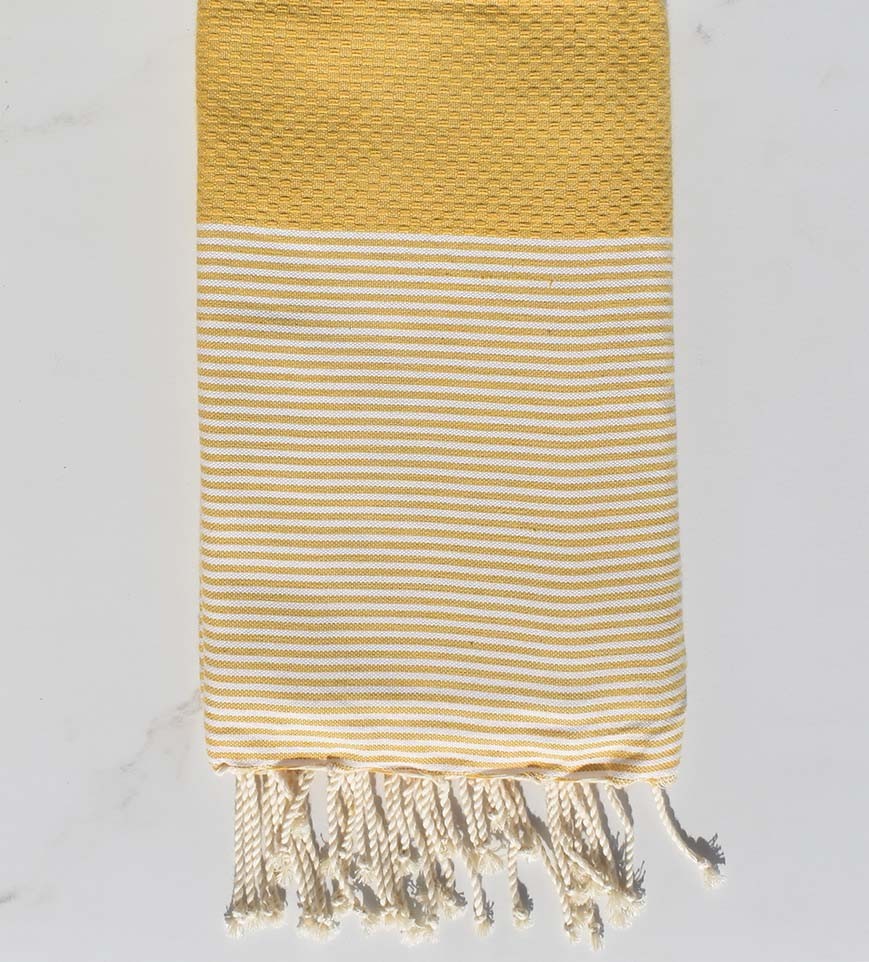 Fouta nid d'abeille moutarde  - 1