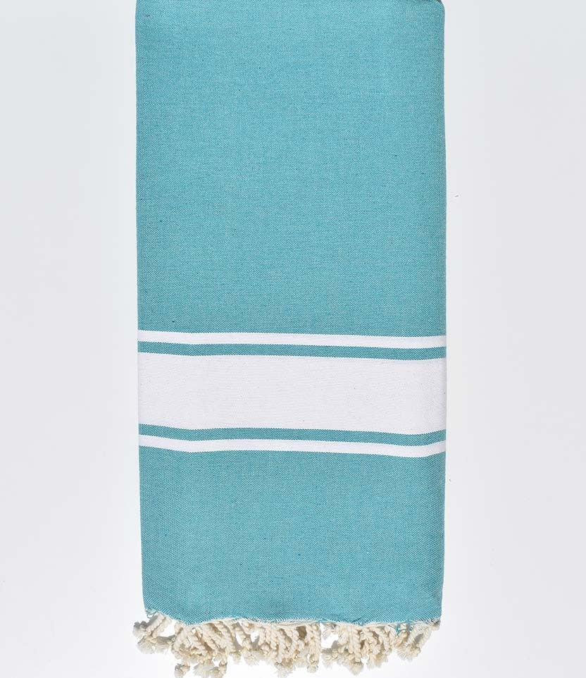 Jeté bleu givré bande blanche  - 1