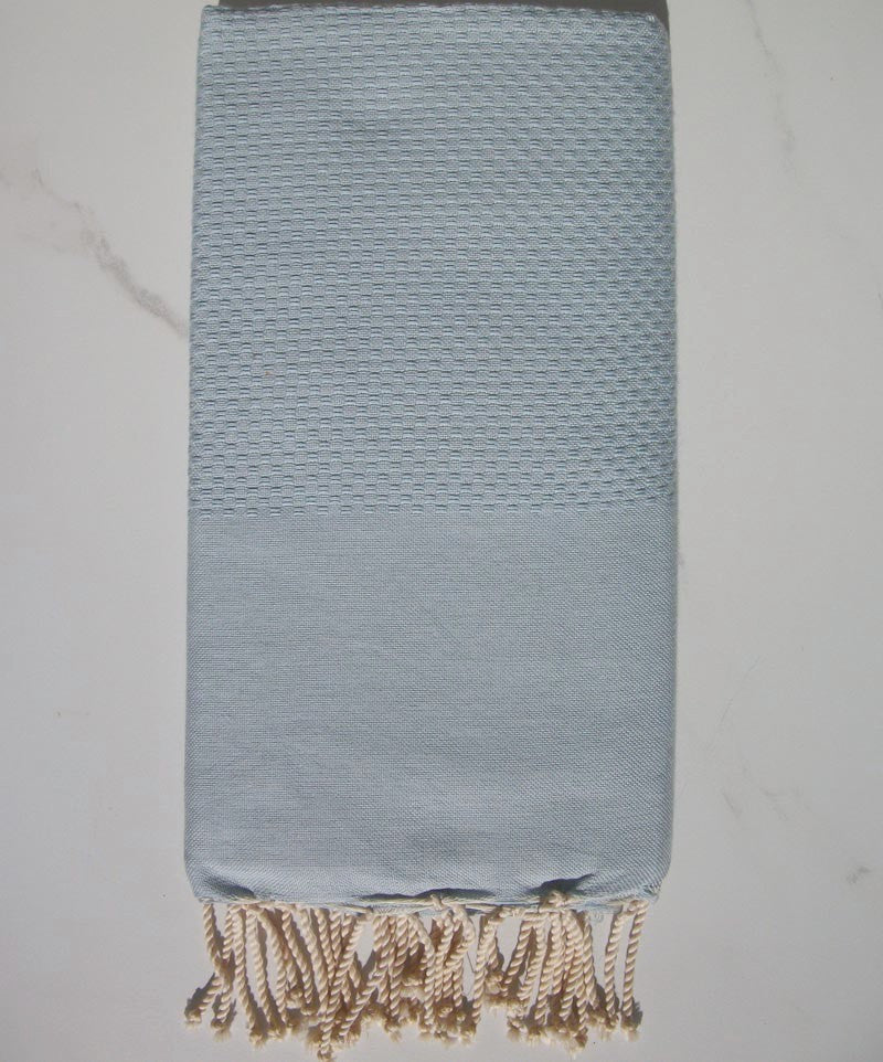 FOUTA nid d'abeille unie bleu fumée 