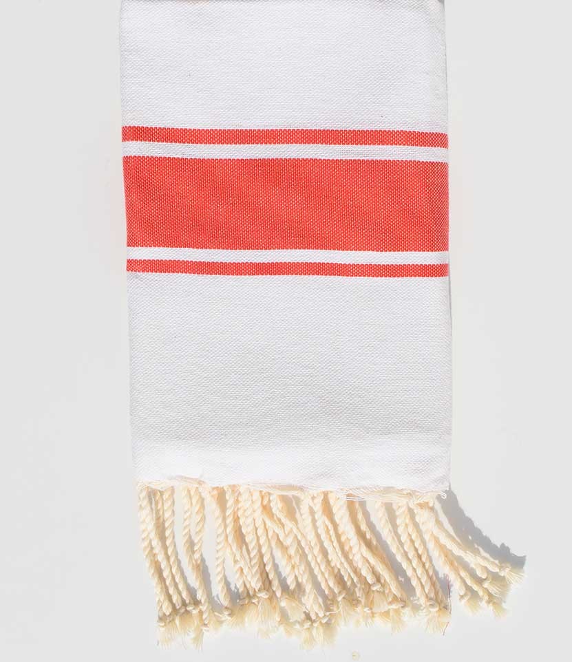 Fouta enfant blanc et rouge  - 1