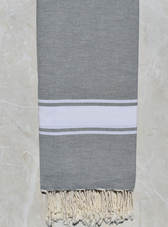 Jeté gris acier 1.90m*2m Fouta Tunisia - 1