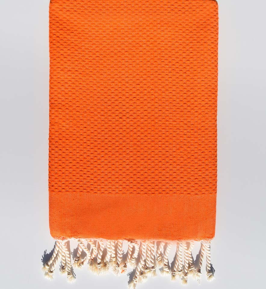 fouta nid d'abeille unie orange vif  - 1