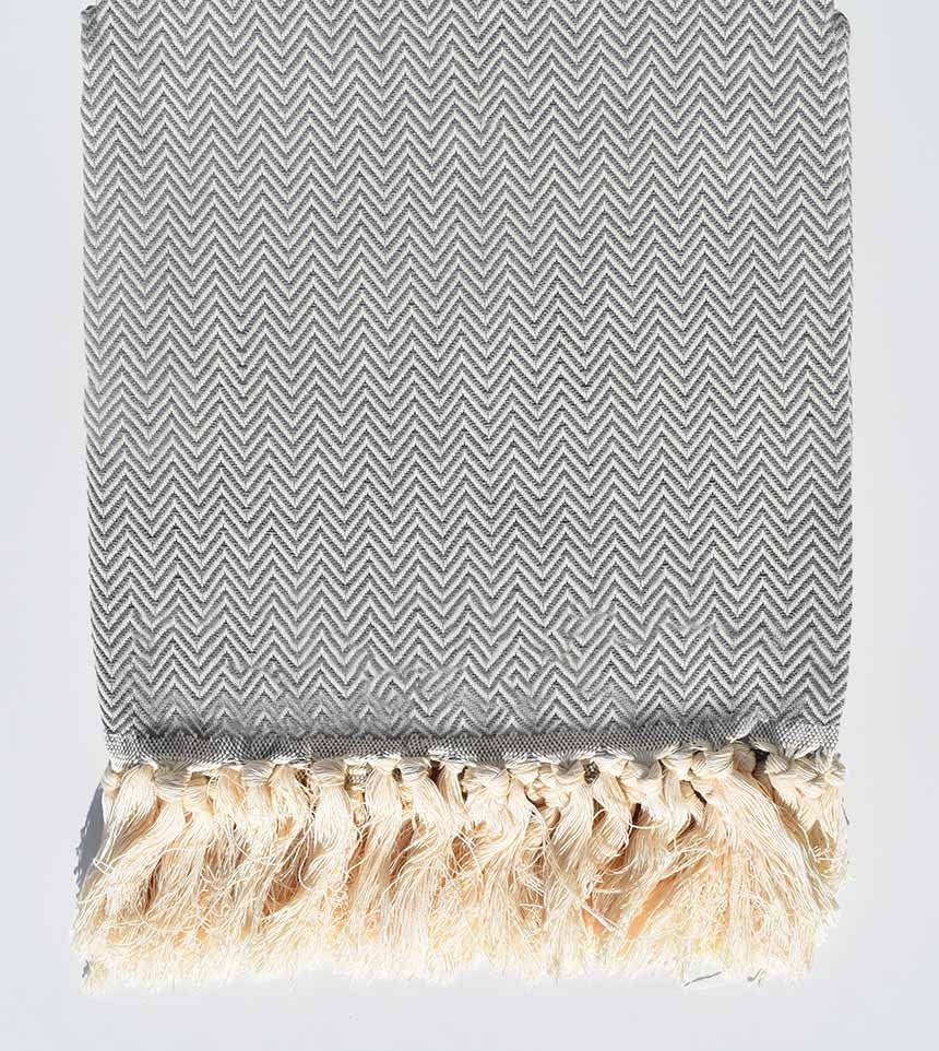 Plaid gris moyen Fouta Tunisia - 1
