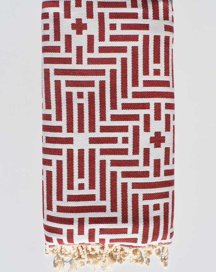 Jeté Rouge cardinal 1.94m*2.8m Fouta Tunisia - 2