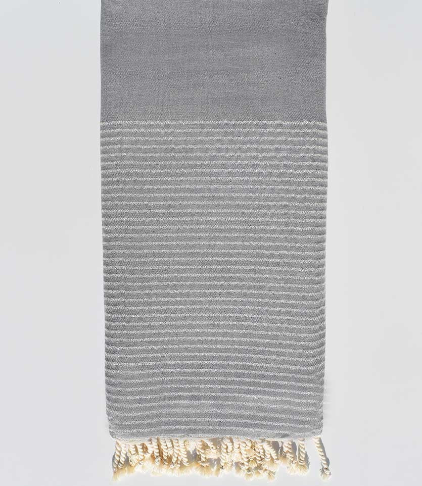 Jeté gris au fil lurex argent Fouta Tunisia - 1