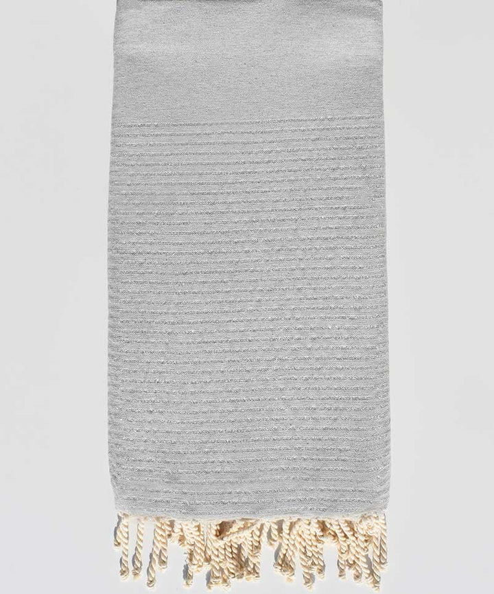 Jeté gris clair avec lurex Fouta Tunisia - 2