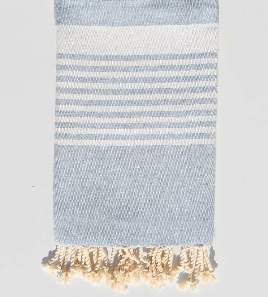 Fouta arthur bleu fumée rayée blanc  - 1